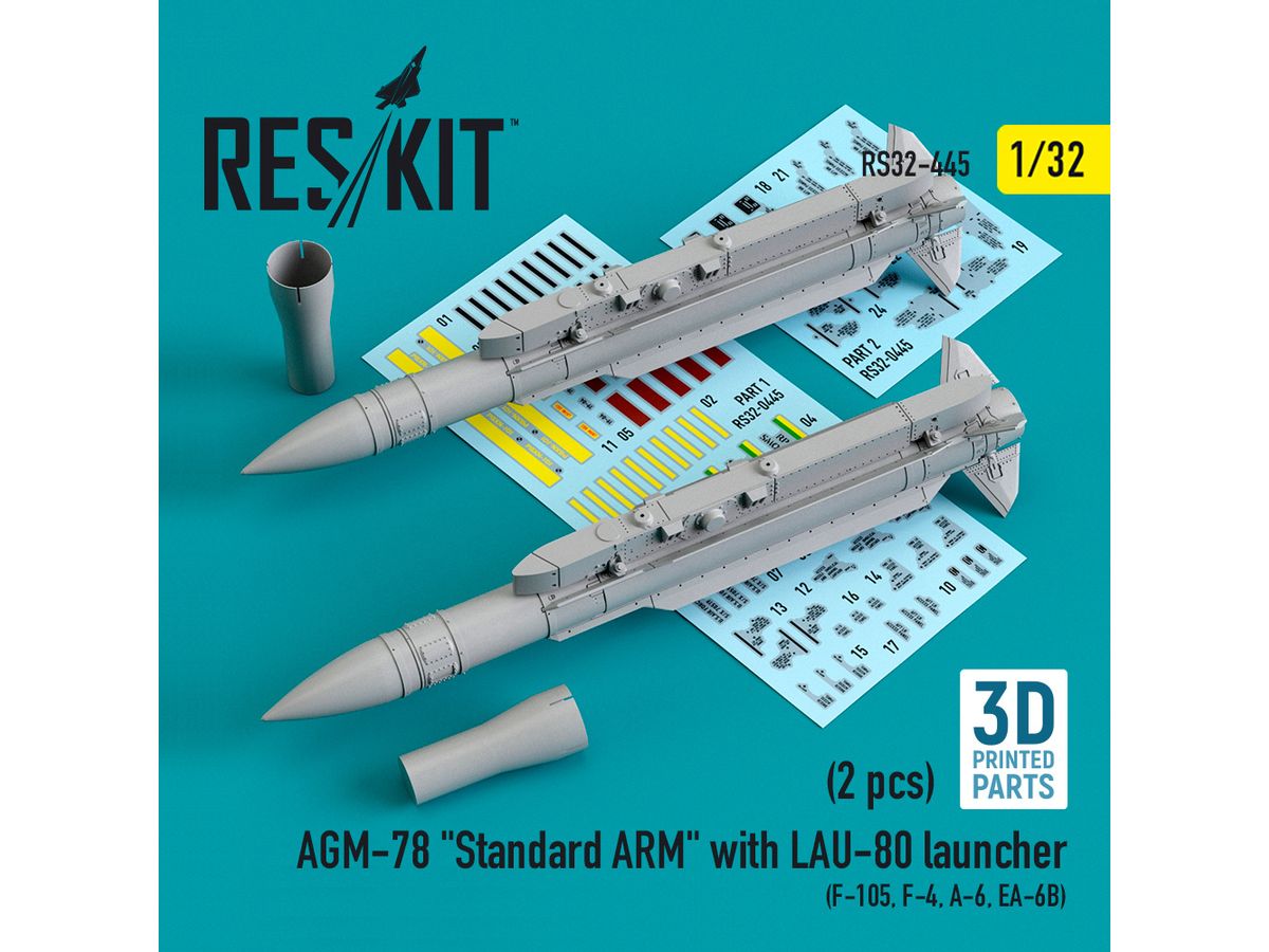 AGM-78 Standard ARM with LAU-80 launcher (2 pcs) (F-105,F-4,A-6,EA-6B) (3D printing)
