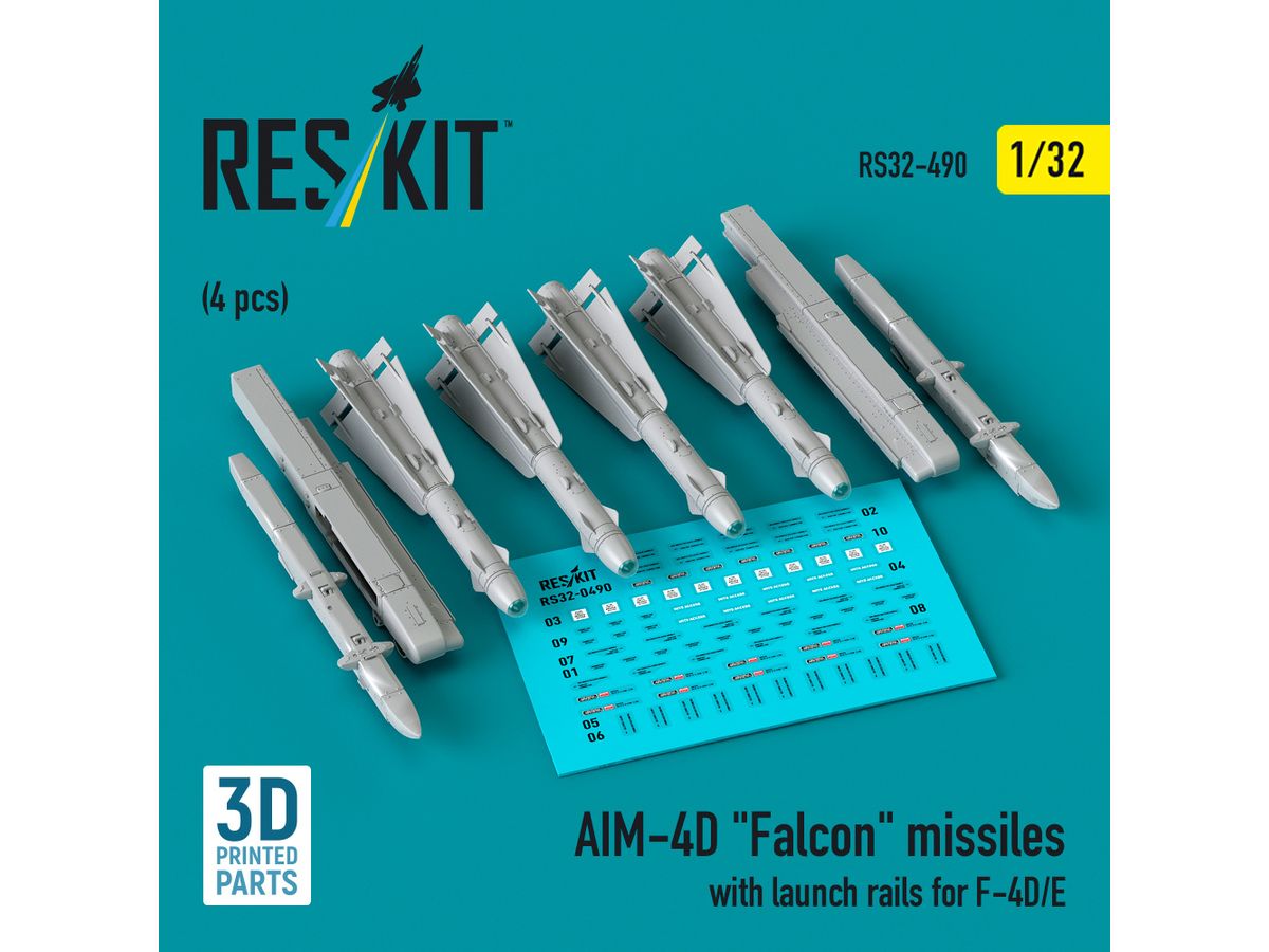 AIM-4D Falcon missiles with launch rails for F-4D/E (4 pcs)