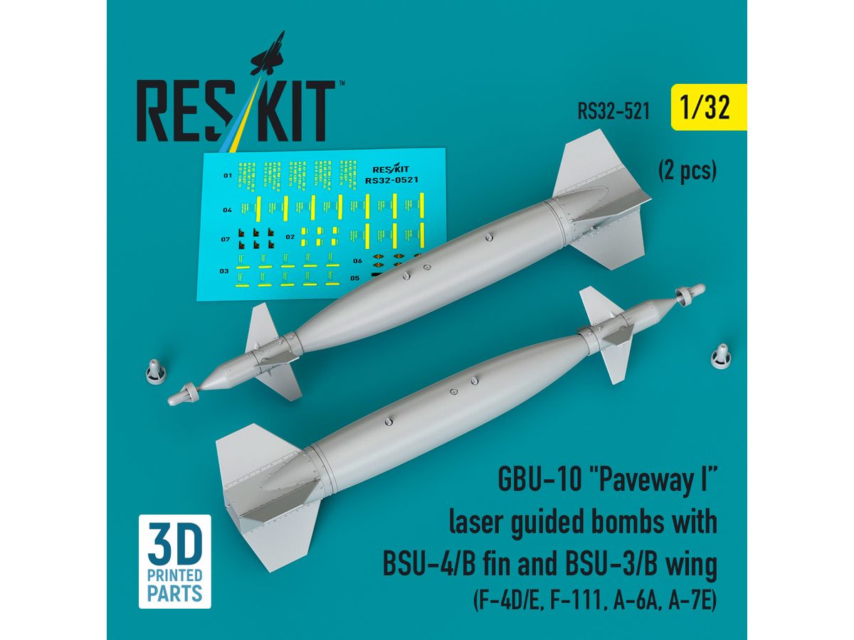 GBU-10 Paveway I laser guided bombs with BSU-4/B fin and BSU-3/B wing (2 pcs) (3D Printed)