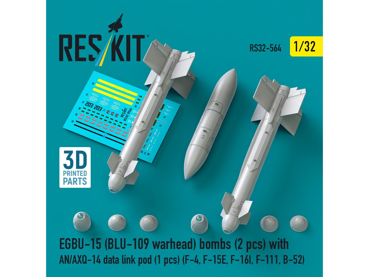 EGBU-15 (BLU-109 warhead) bombs (2 pcs) with AN/AXQ-14 data link pod (1 pcs) (3D Printed)