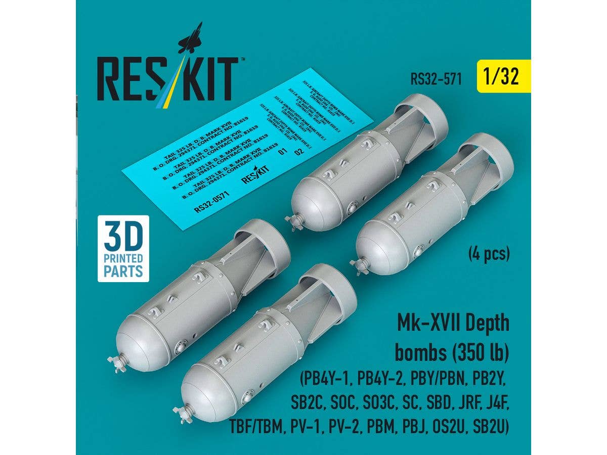 Mk-XVII Depth bombs (350 lb) (4 pcs)