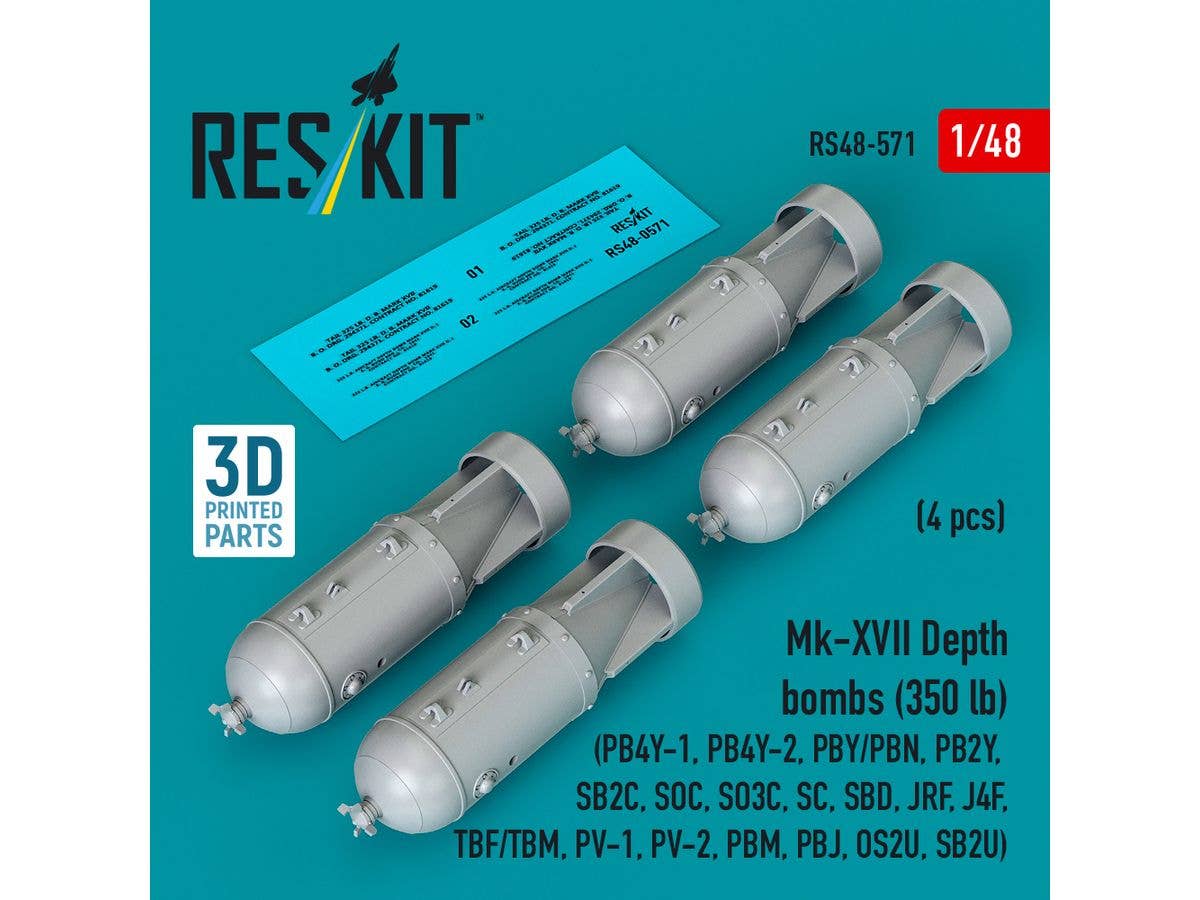 Mk-XVII Depth bombs (350 lb) (4 pcs)