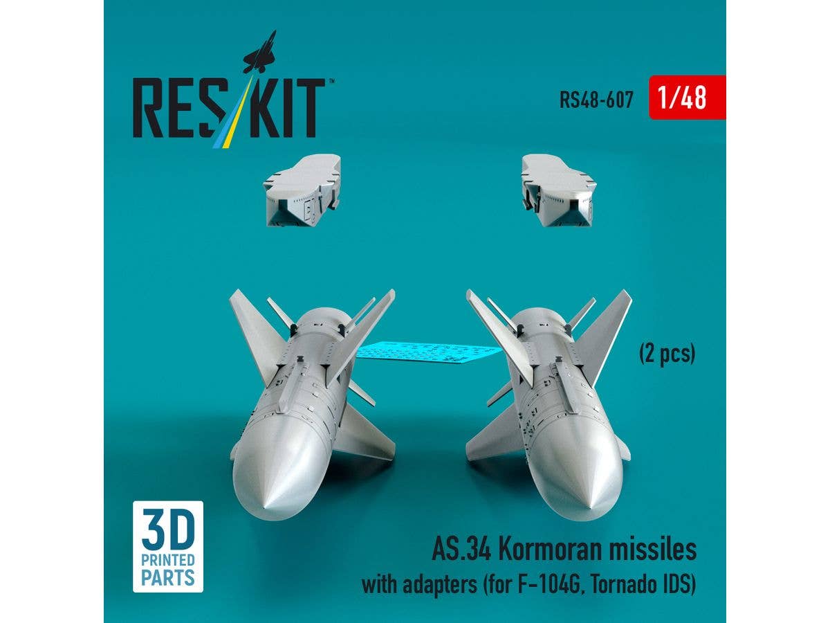AS.34 Kormoran missiles with adapters (2pcs) (for F-104G, Tornado IDS) (3D Printed)