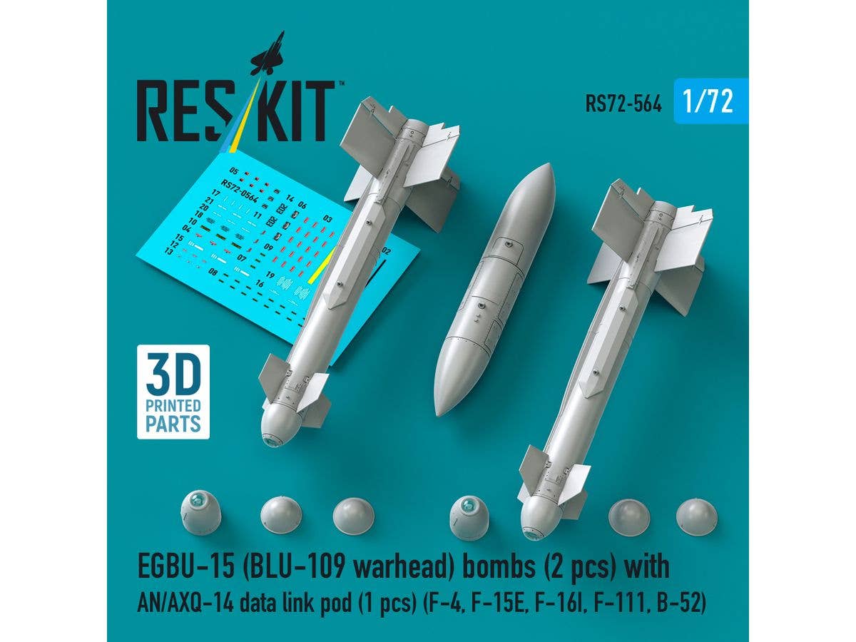 EGBU-15 (BLU-109 warhead) bombs (2 pcs) with AN/AXQ-14 data link pod (1 pcs) (3D Printed)
