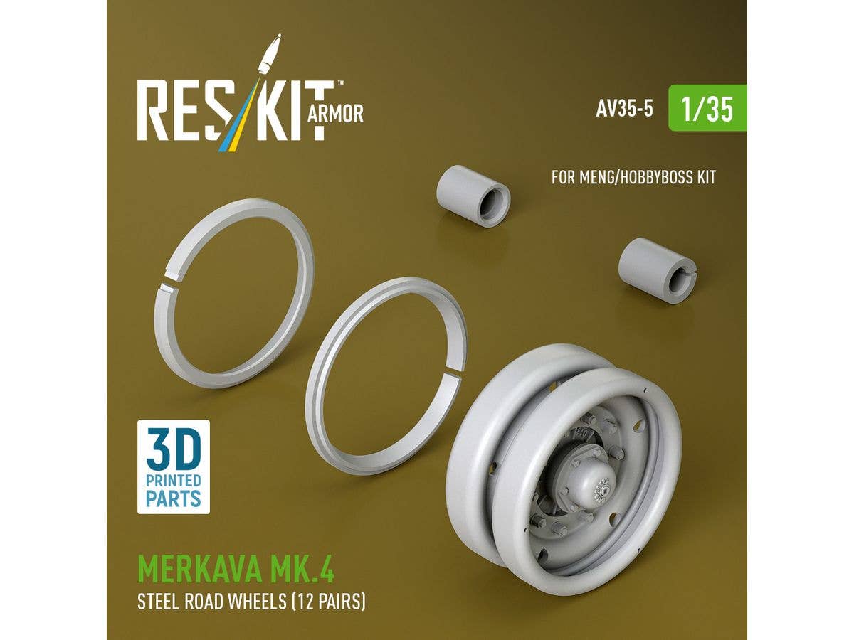 Merkava Mk.4 steel road wheels (12 pairs) for Meng/HobbyBoss kit (3D Printed)