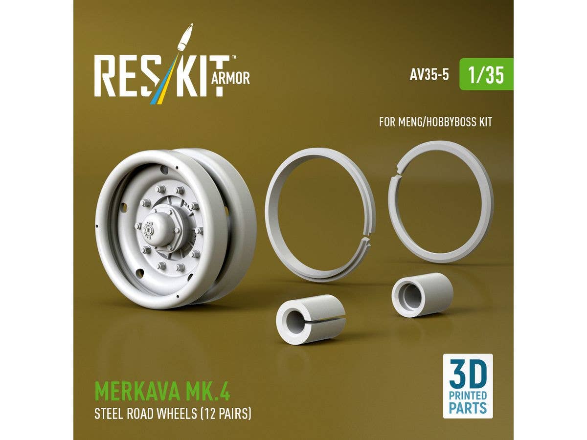 Merkava Mk.4 steel road wheels (12 pairs) for Meng/HobbyBoss kit (3D Printed)