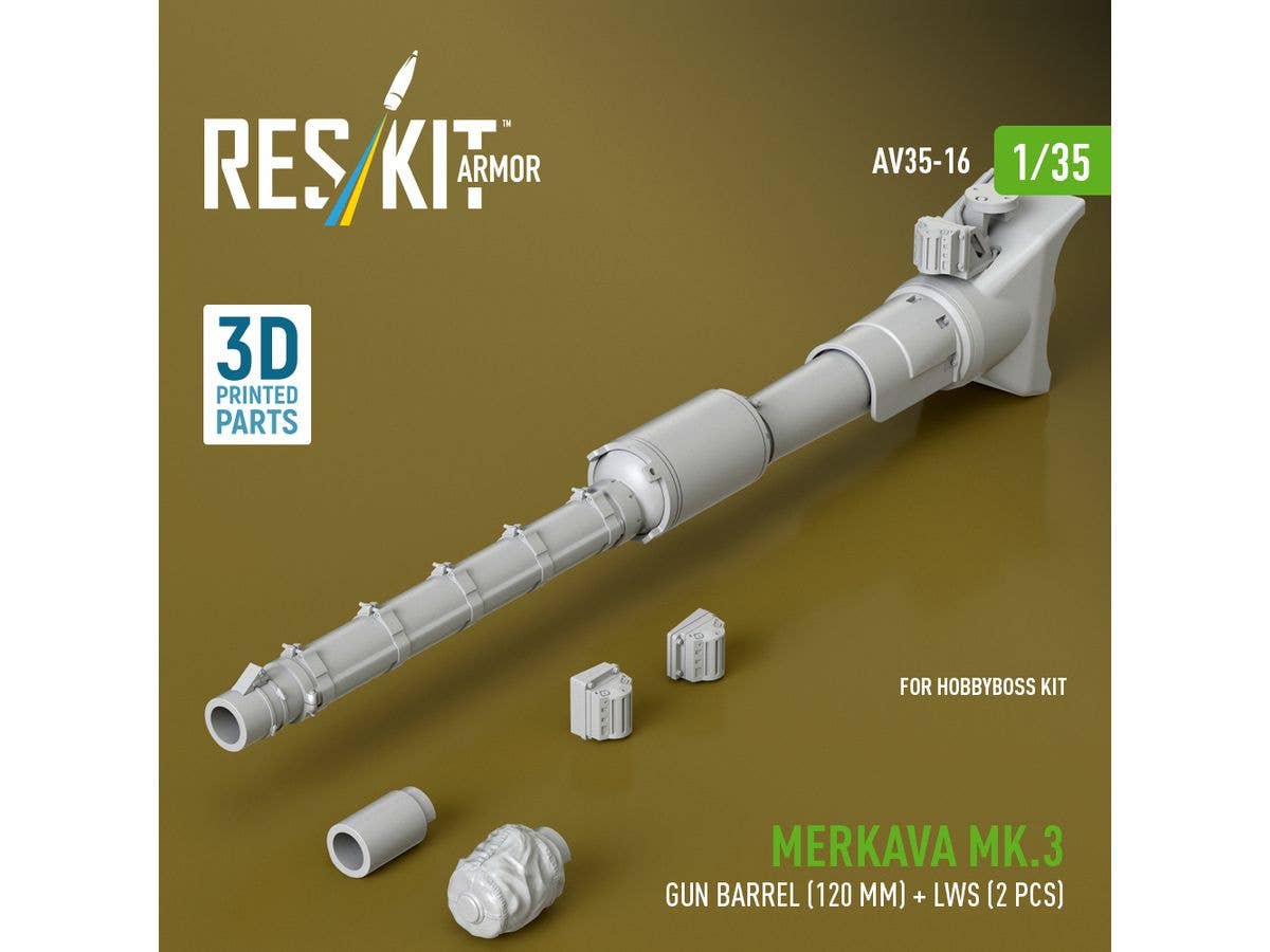 Merkava Mk.3 gun barrel (120 mm) + LWS (2 pcs) for HobbyBoss Kit (3D Printed)