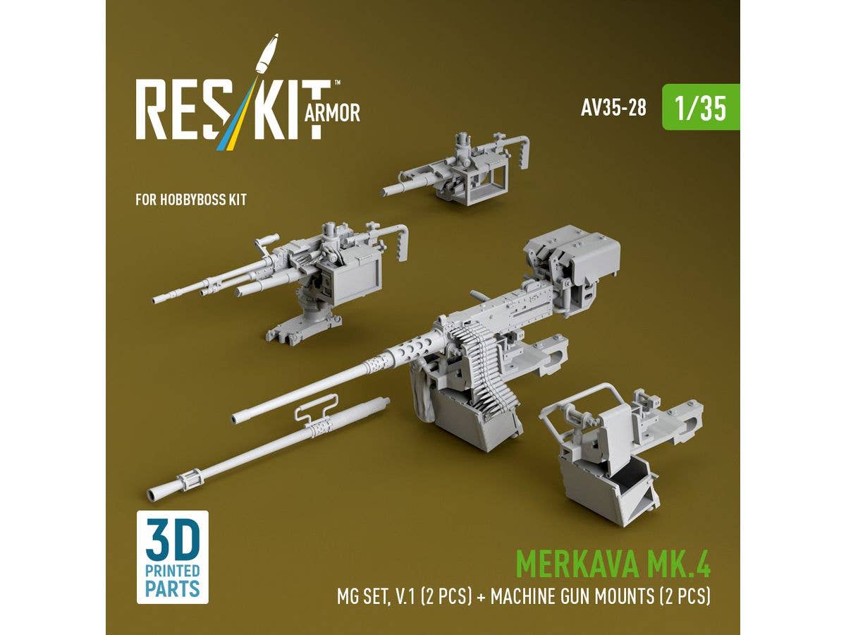 Merkava Mk.4 MG set, V.1 (2 pcs) + Machine gun mounts (2 pcs) for HobbyBoss kit (3D Printed)