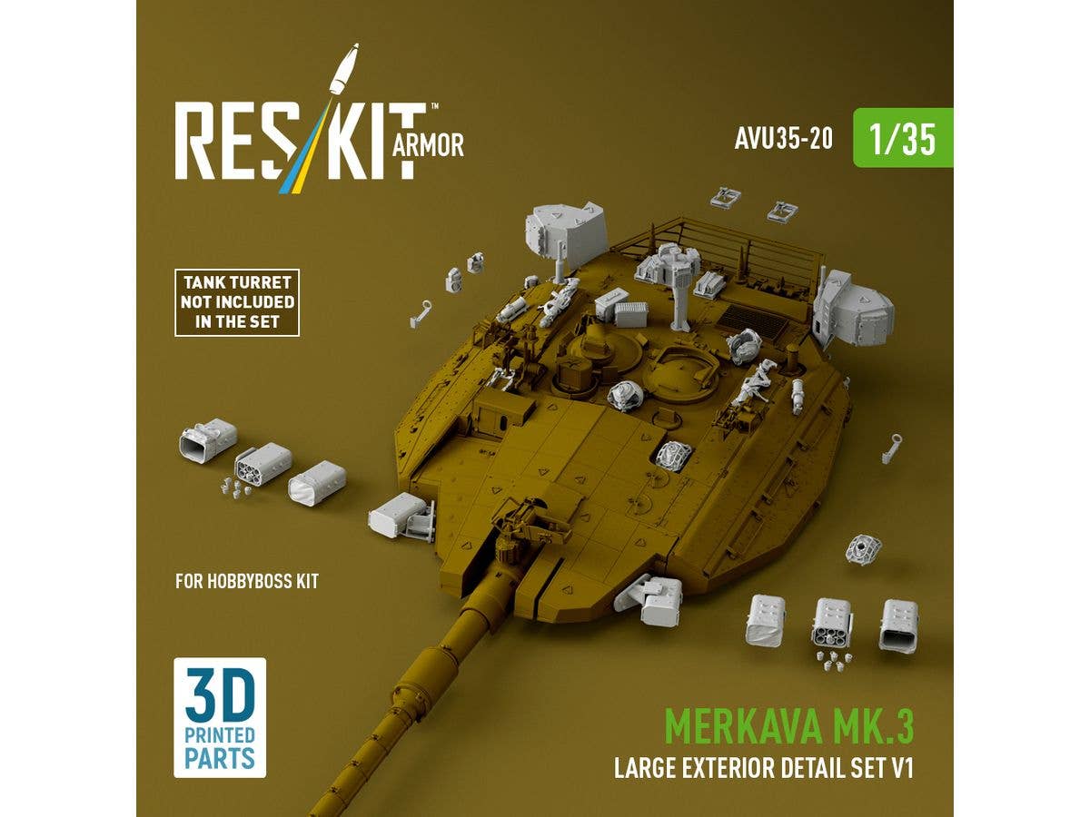 Merkava Mk.3 large exterior detail set V1 for HobbyBoss Kit (3D Printed)