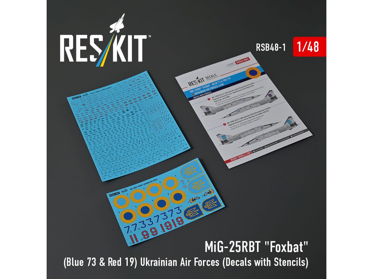 MiG-25RBT Foxbat (Blue 73 & Red 19) Ukrainian Air Forces (Decals with Stencils)