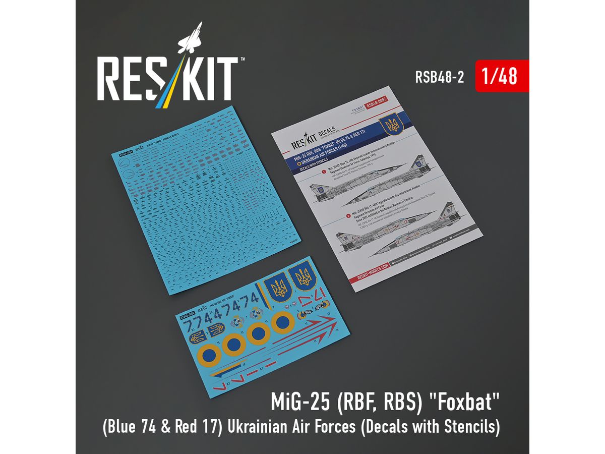 MiG-25RBF, RBS Foxbat (Blue 74 & Red 17) Ukrainian Air Forces (Decals with Stencils)