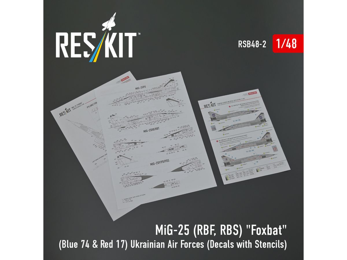 MiG-25RBF, RBS Foxbat (Blue 74 & Red 17) Ukrainian Air Forces (Decals with Stencils)