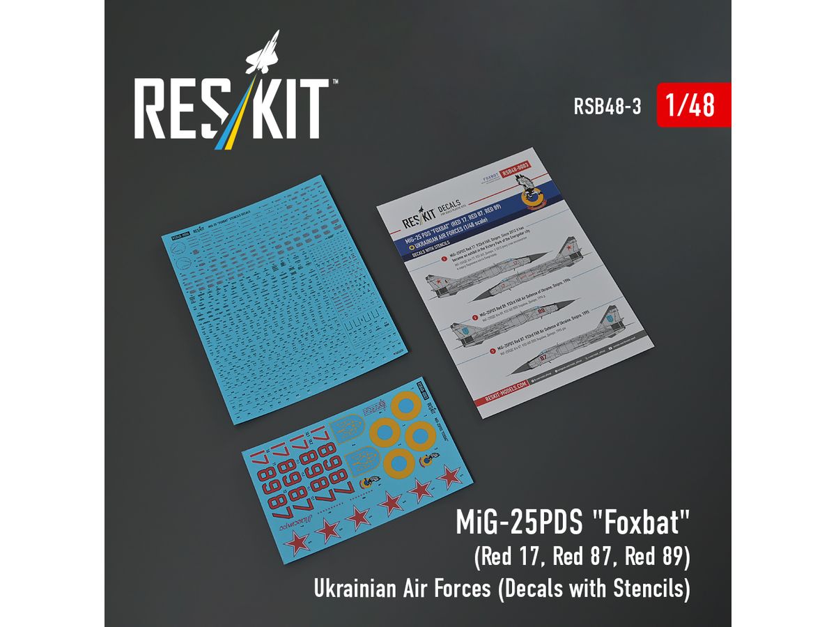 MiG-25PDS Foxbat (Red 17, Red 87, Red 89) Ukrainian Air Forces (Decals with Stencils)