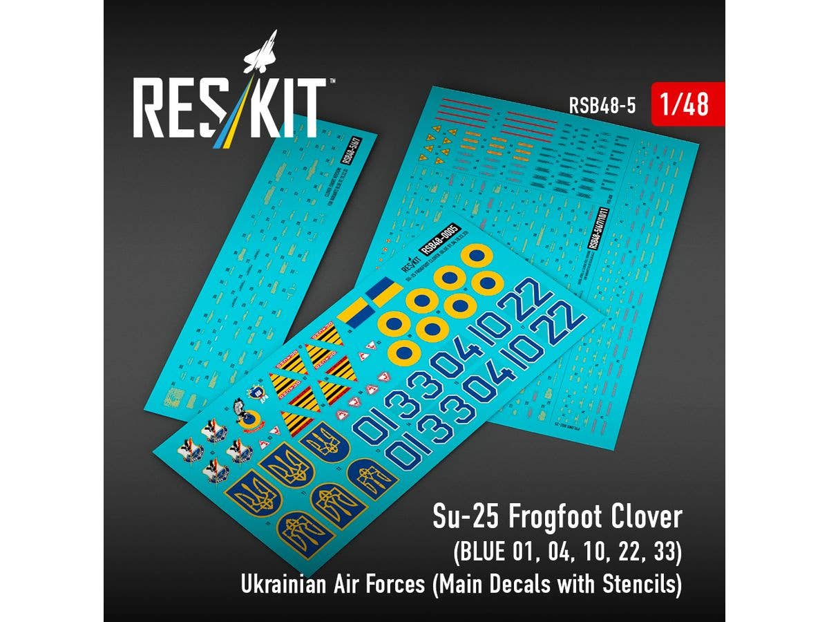 Su-25 Frogfoot Clover (BLUE 01, 04, 10, 22, 33) Ukrainian Air Forces (Main Decals with Stencils)