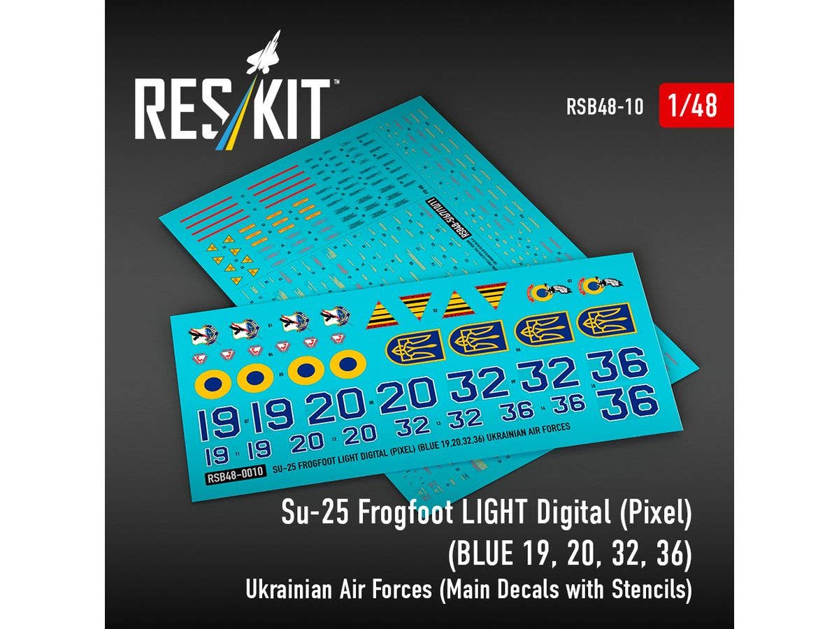 Su-25 Frogfoot LIGHT Digital (Pixel) (BLUE 19, 20, 32, 36) Ukrainian Air Forces (Main Decals with Stencils)