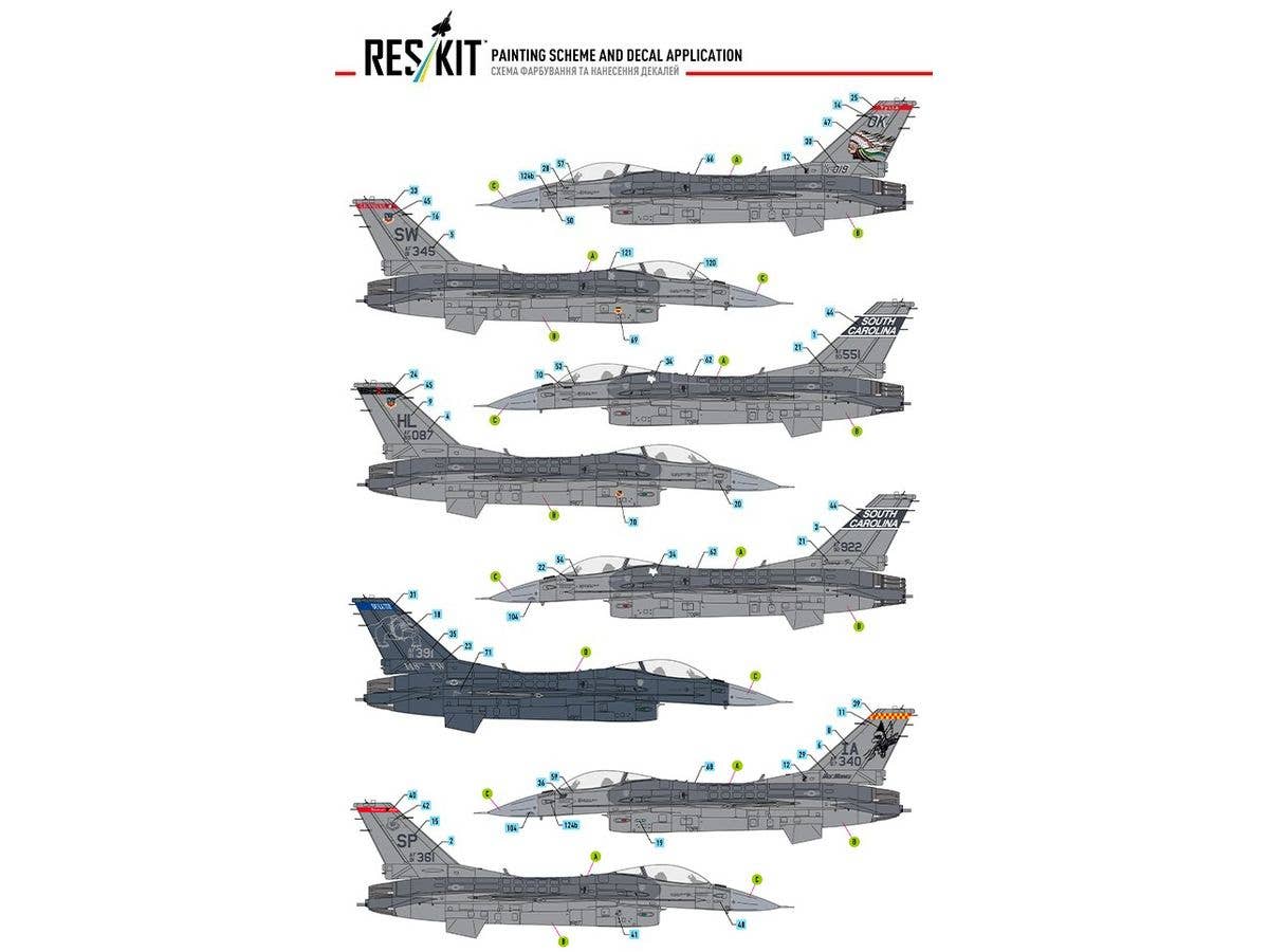 F-16C Fighting Vipers (Block 30,40,42,50,52) with mission marking (Main Decals with Stencils)