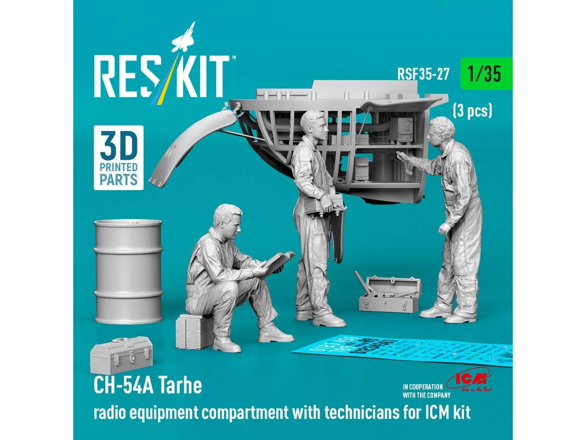 CH-54A Tarhe radio equipment compartment with technicians (3 pcs) for ICM kit (3D Printed)