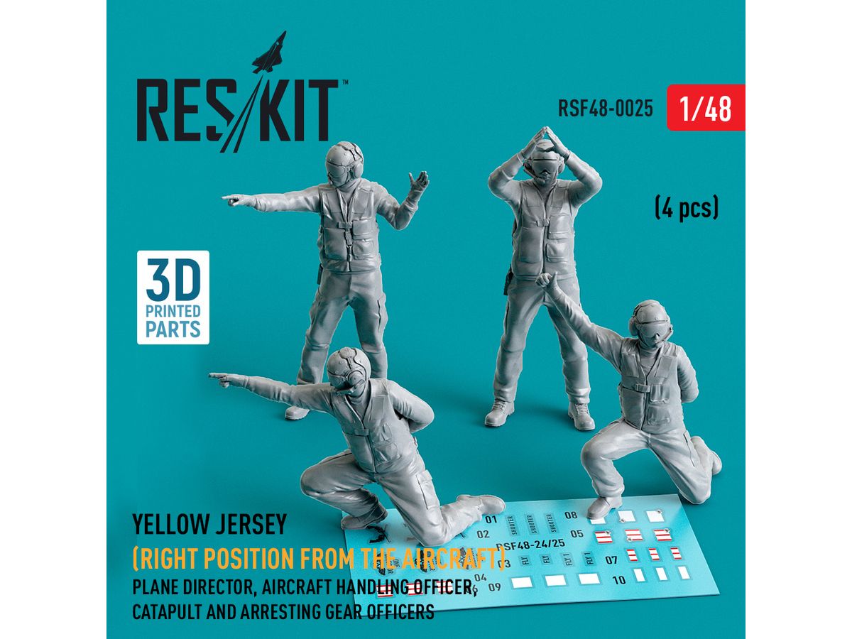 Yellow jersey (Right position from the aircraft) Plane Director, Aircraft Handling Officer, Catapult and Arresting Gear Officers (4 pcs) (3D Printed)