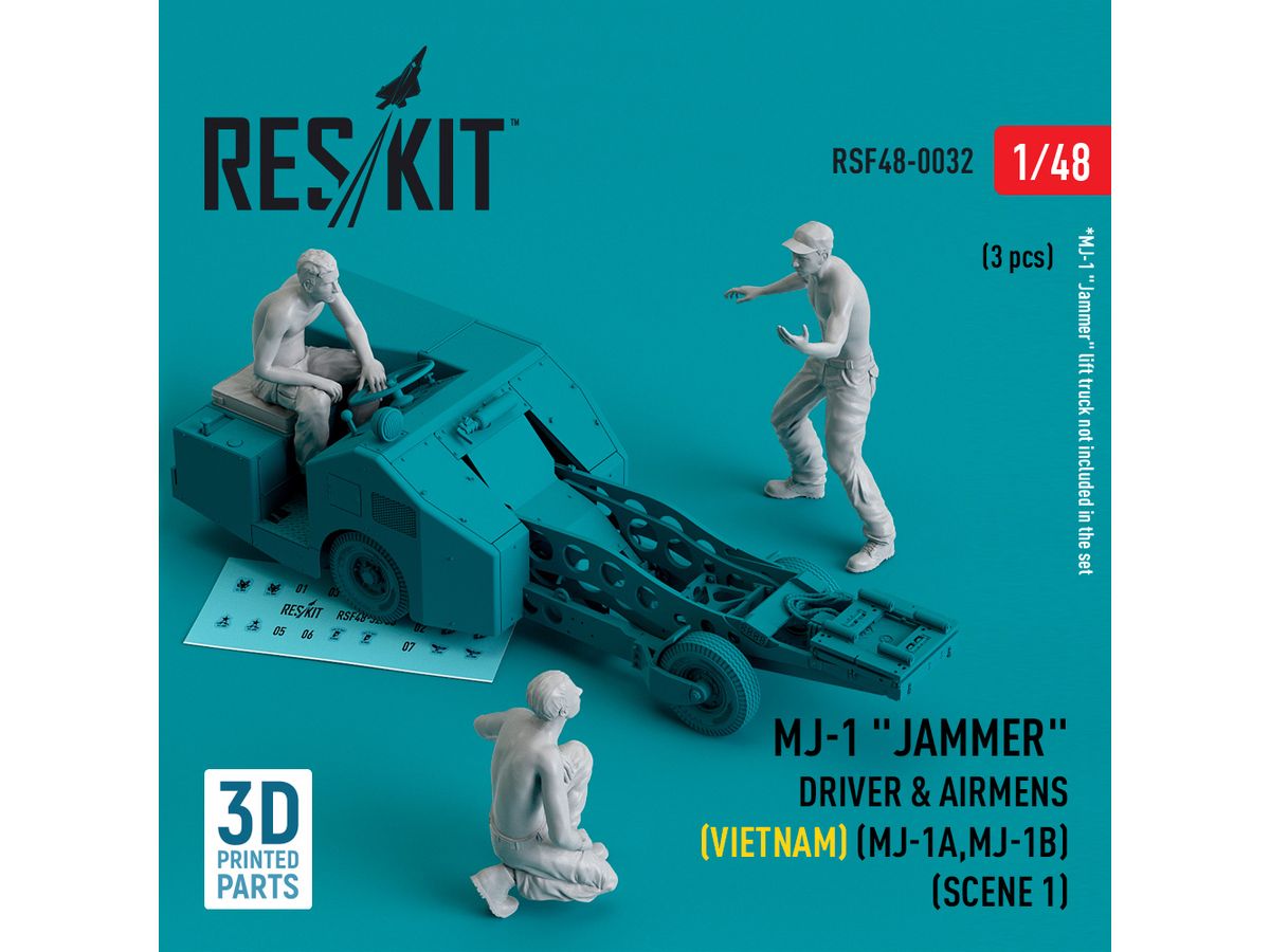 MJ-1 Jammer Driver & airmens (Vietnam) (MJ-1A,MJ-1B) (scene 1) (3 pcs) (3D Printed)