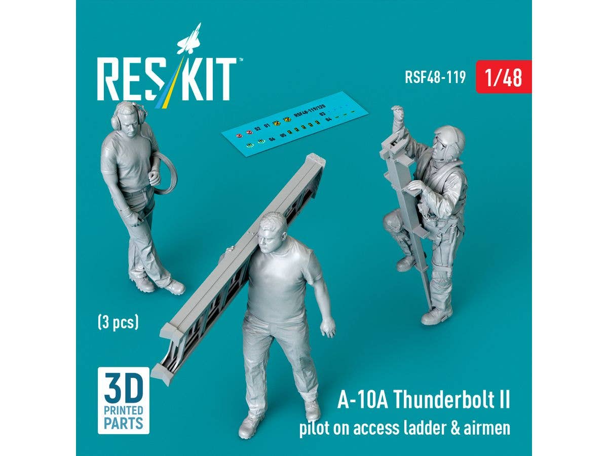A-10A Thunderbolt II pilot on access ladder & airmen (3pcs) (3D Printed)