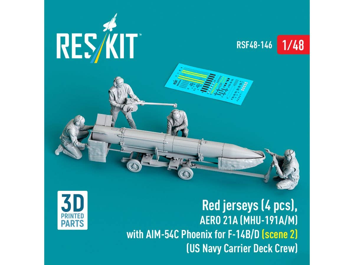 Red jerseys (4 pcs), AERO 21A (MHU-191A/M) with AIM-54C Phoenix for F-14B/D (scene 2) (US Navy Carrier Deck Crew)