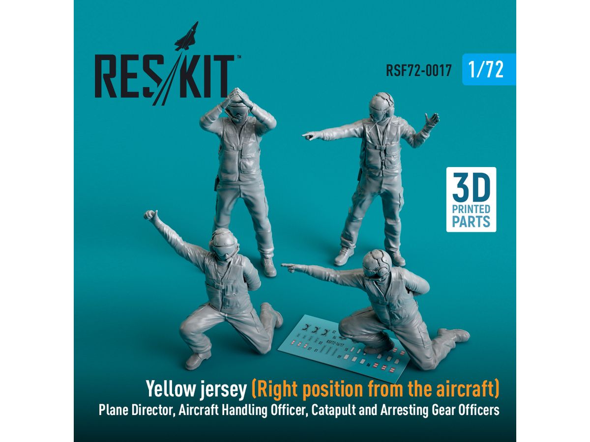 Yellow jersey (Right position from the aircraft) Plane Director, Aircraft Handling Officer, Catapult and Arresting Gear Officers (4 pcs) (3D Printed)