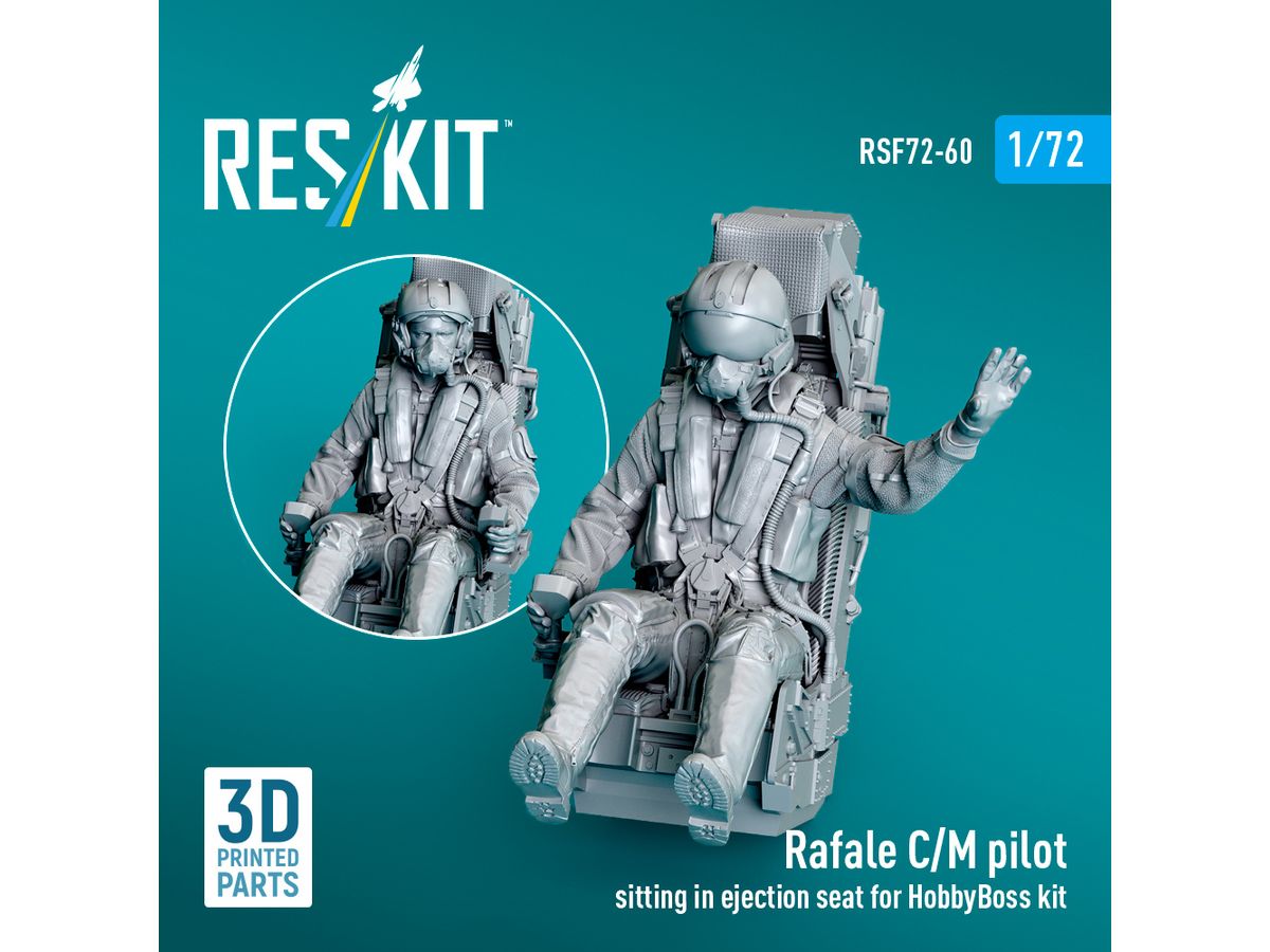 Rafale C/M pilot sitting in ejection seat for HobbyBoss kit (1 pcs) (3D Printed)