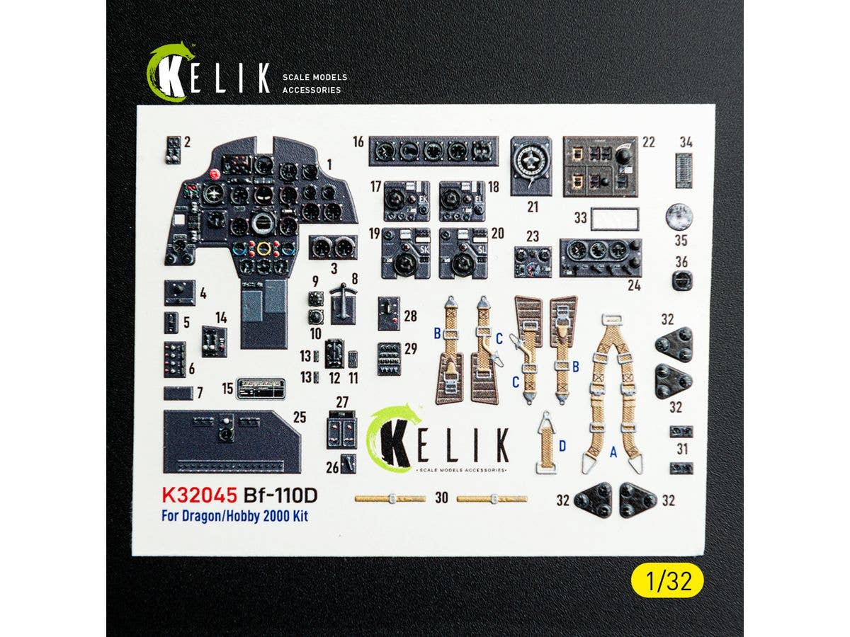 Bf-110D - interior 3D decals for Dragon/Hobby 2000 kit (For Dragon/Hobby 2000)