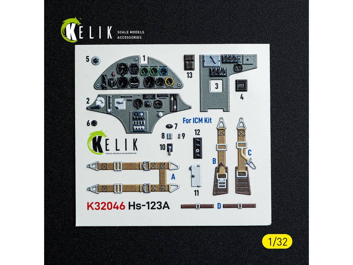 Hs-123A-1 - interior 3D decals for ICM kit (For ICM)