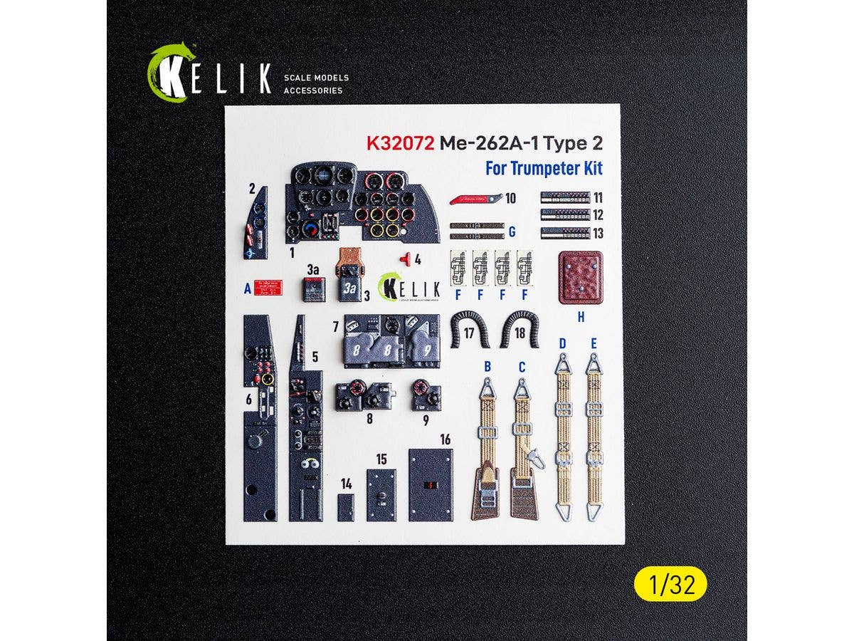 Me-262A-1 Type 2 - interior 3D decals for Trumpeter kit