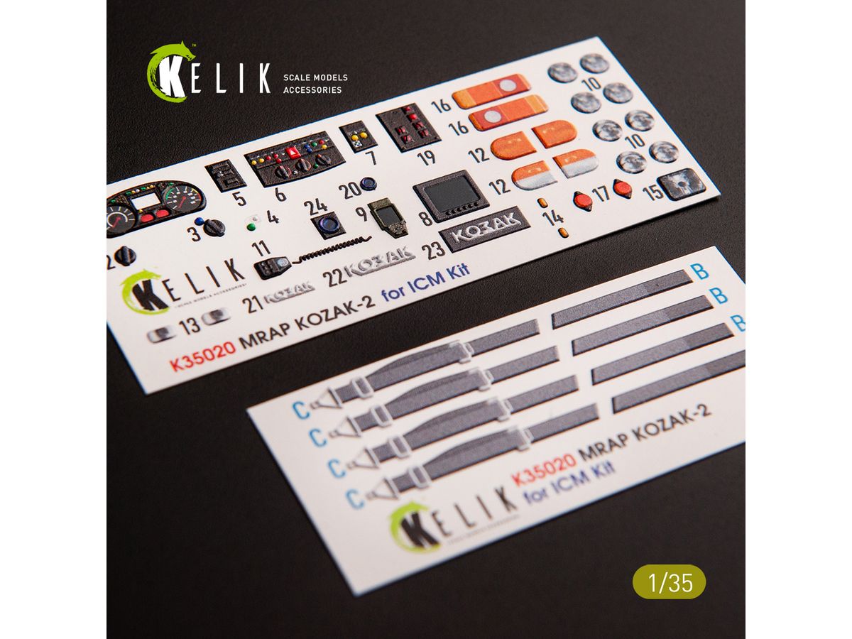 Kozak-2 Ukrainian MRAP 3D decals for ICM kit
