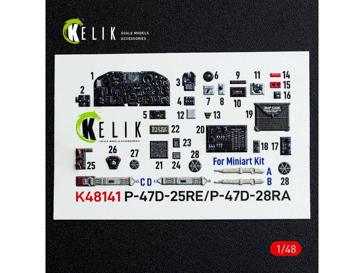 P-47D - 25RE/28RA - interior 3D decals for MiniArt kit (For MiniArt)