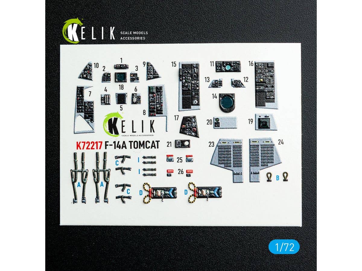 F-14A Tomcat - interior 3D decals for HobbyBoss kit (For HobbyBoss)