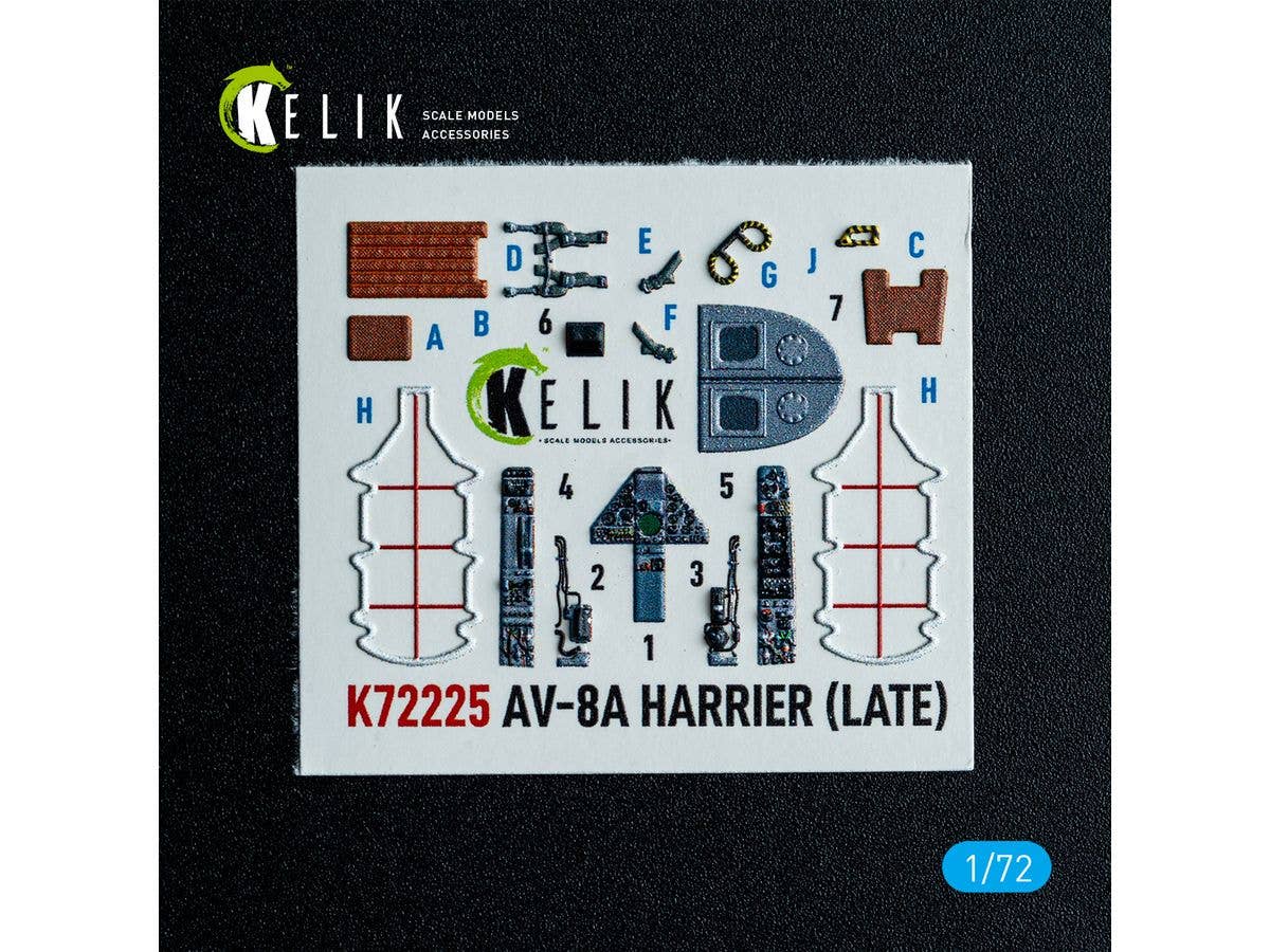 AV-8A Harrier (late) - interior 3D decals for Italeri kit