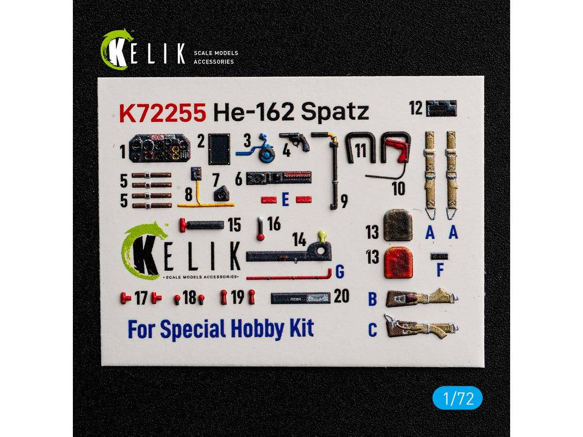He-162 Spatz - interior 3D decals for Special Hobby kit
