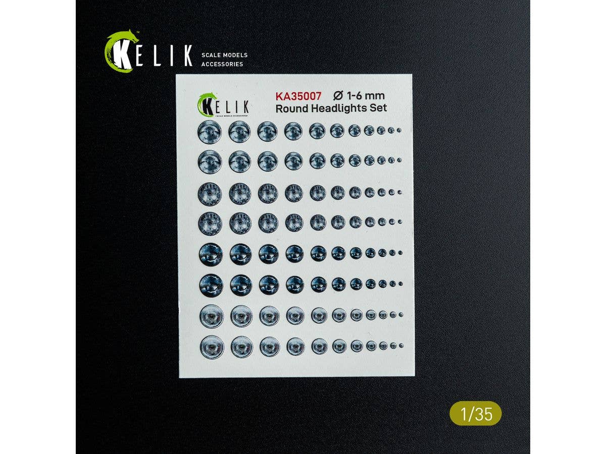 Round Headlights Set 1-6 mm - 3D Decal for models