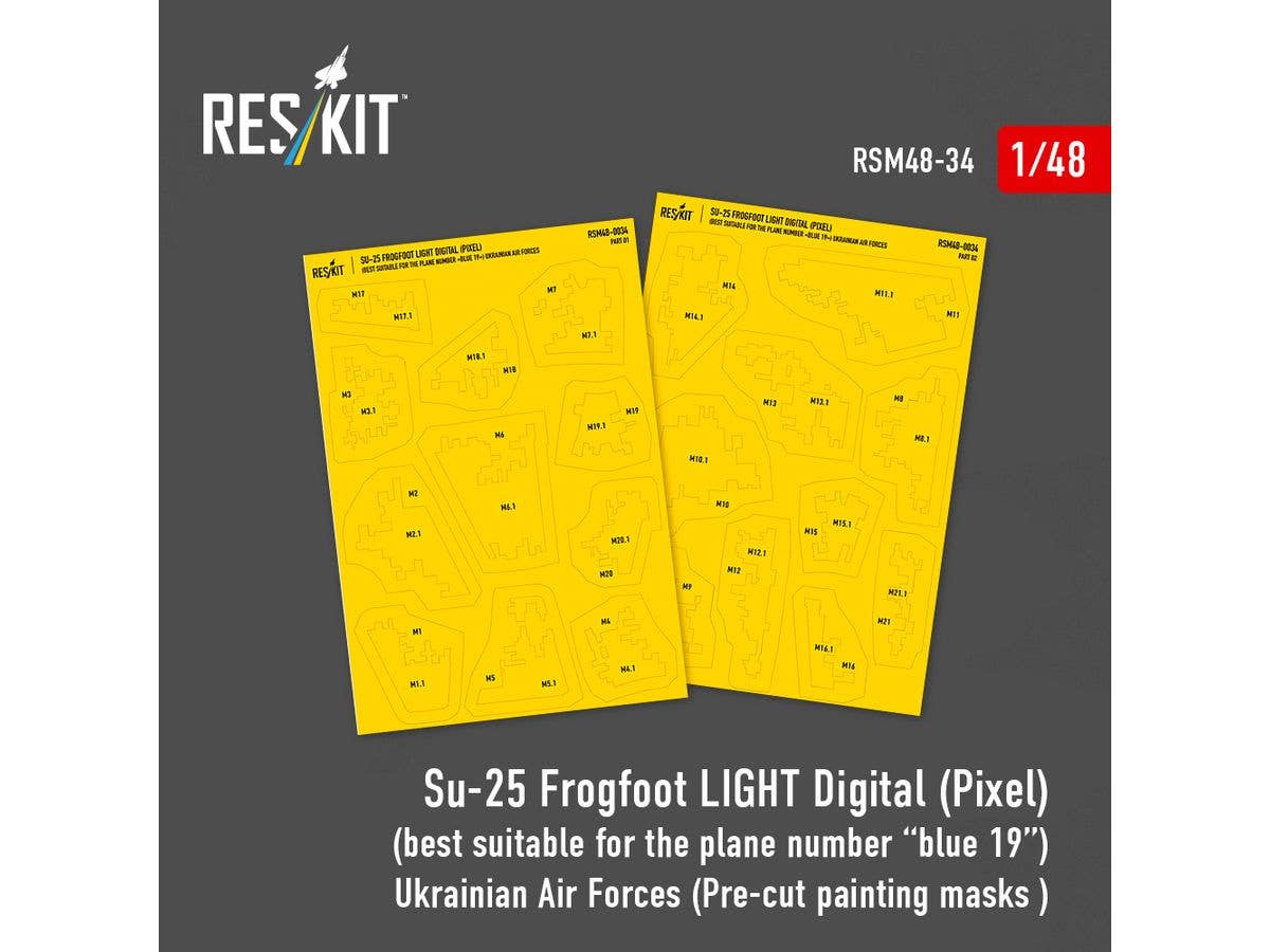 Su-25 Frogfoot LIGHT Digital (Pixel) (best suitable for the plane number blue 19) Ukrainian Air Forces (Pre-cut painting masks)