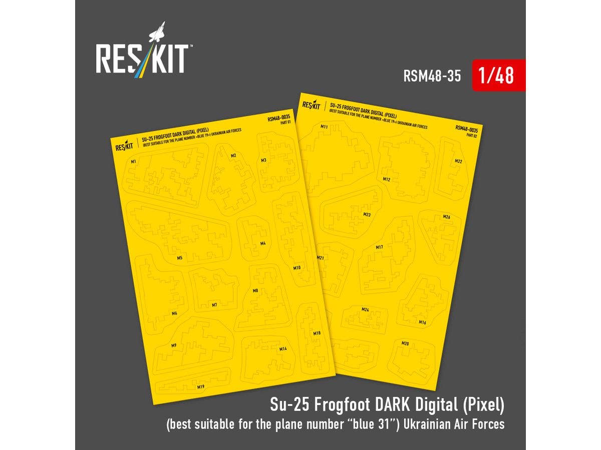 Su-25 Frogfoot DARK Digital (Pixel) (best suitable for the plane number blue 31) Ukrainian Air Forces (Pre-cut painting masks)