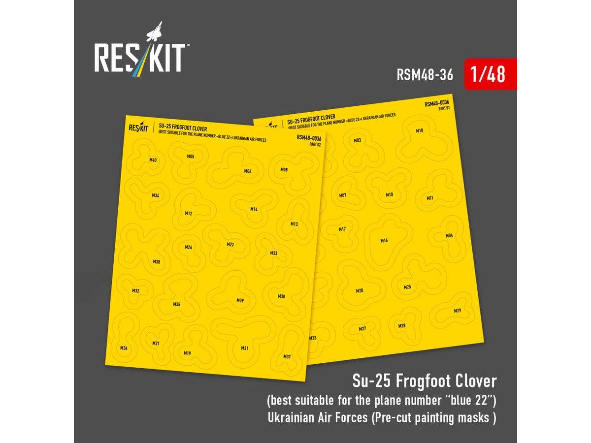 Su-25 Frogfoot Clover (best suitable for the plane number blue 22) Ukrainian Air Forces (Pre-cut painting masks)