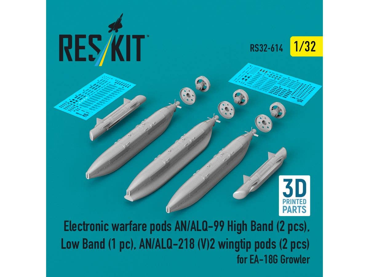 Electronic warfare pods AN/ALQ-99 High Band (2 pcs), Low Band, AN/ALQ-218 (V)2 wingtip pods (2 pcs) for EA-18G Growler