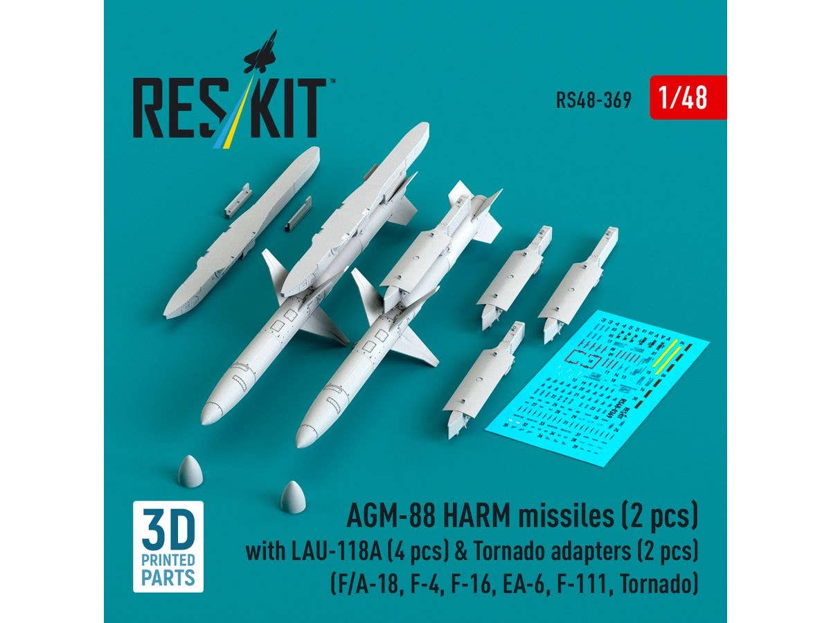 AGM-88 HARM missiles (2 pcs) with LAU-118A (4 pcs) & Tornado adapters (2 pcs)