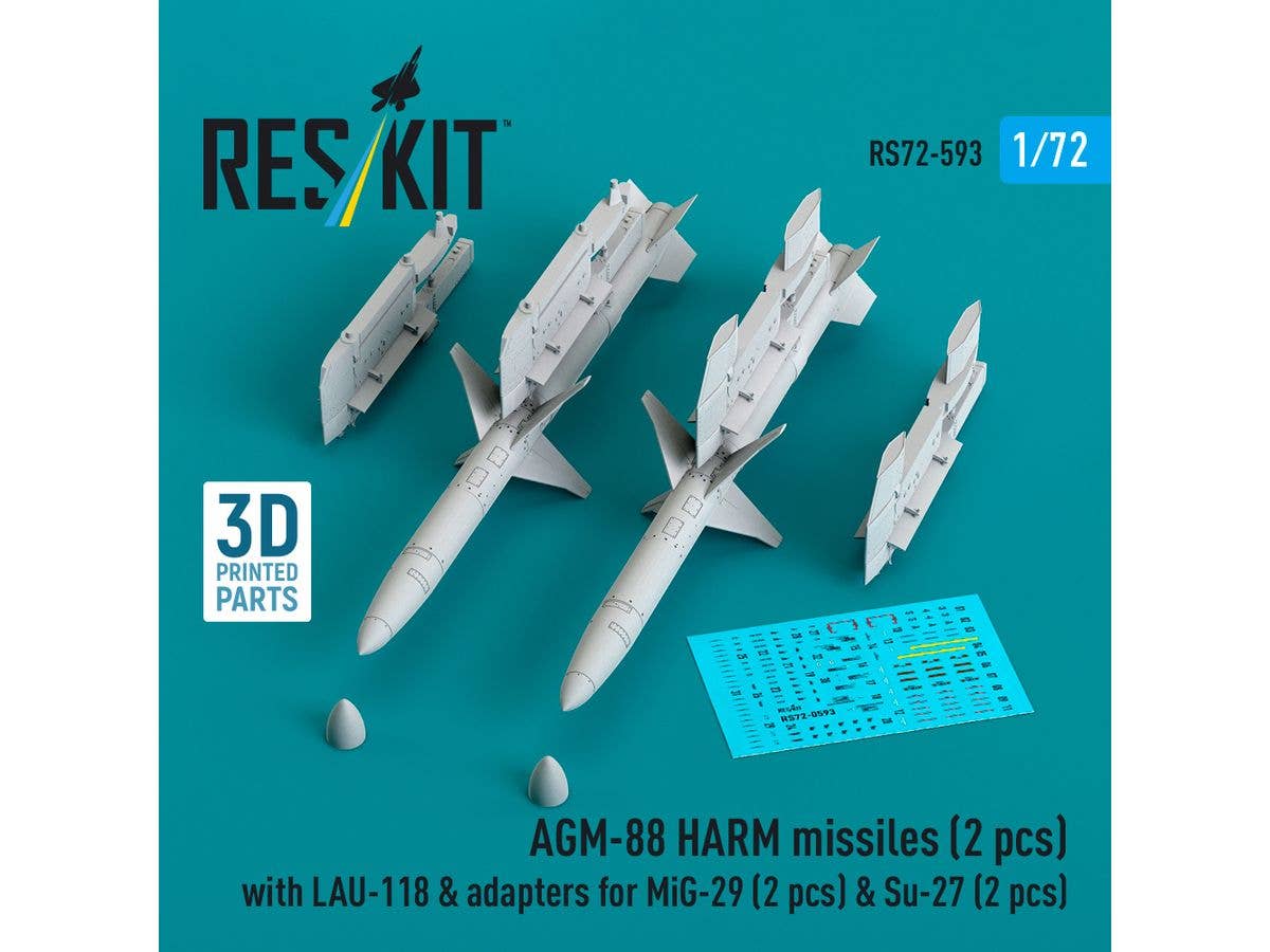 AGM-88 HARM missiles (2 pcs) with LAU-118 & adapters for MiG-29 (2 pcs) & Su-27 (2 pcs)