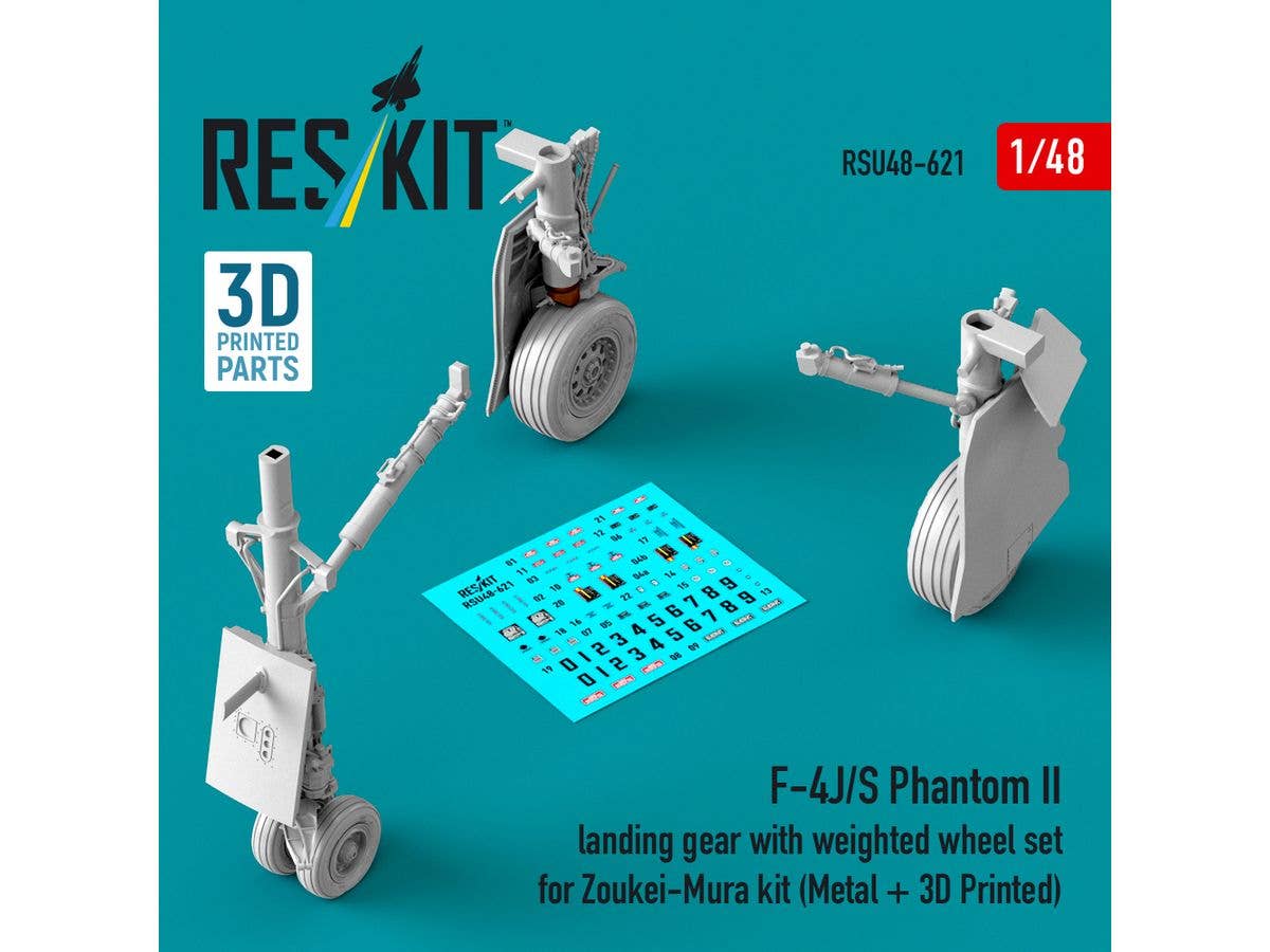 F-4J/S Phantom II landing gear with weighted wheel set for Zoukei-Mura kit (Metal + 3D Printed)