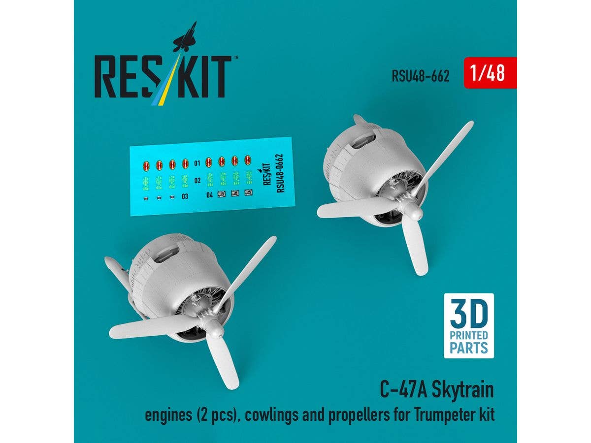 C-47A Skytrain engines (2 pcs), cowlings and propellers for Trumpeter kit