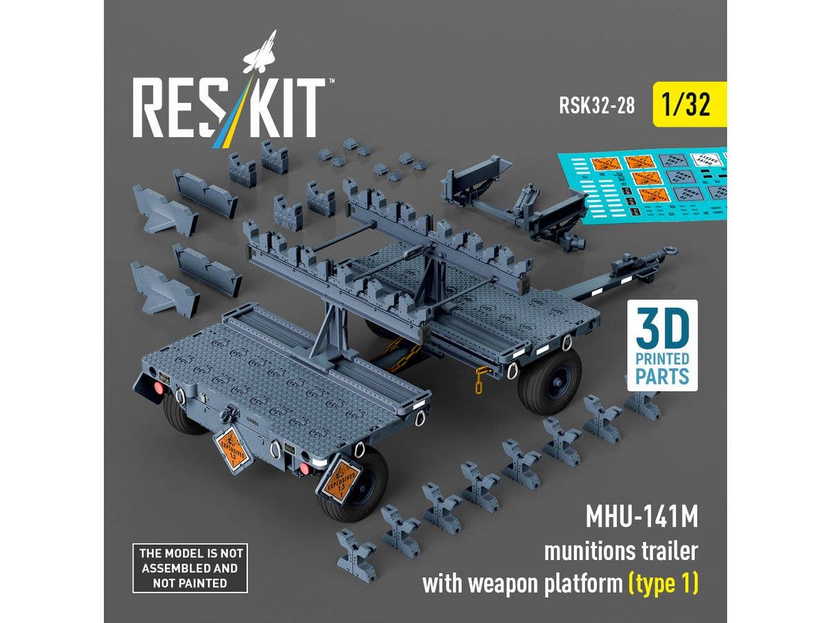 MHU-141M munitions trailer with weapon platform (type 1) (3D Printed model kit)