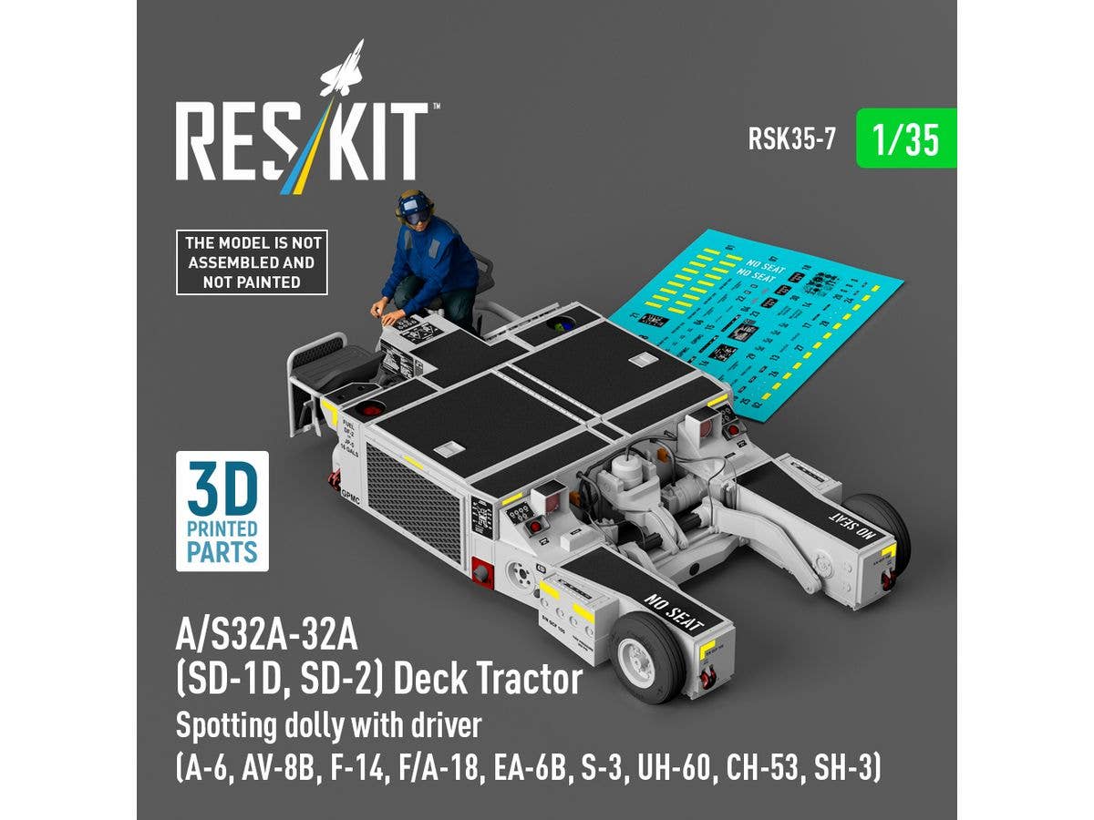 A/S32A-32A (SD-1D, SD-2) Deck Tractor Spotting dolly with driver (3D Printed model kit)