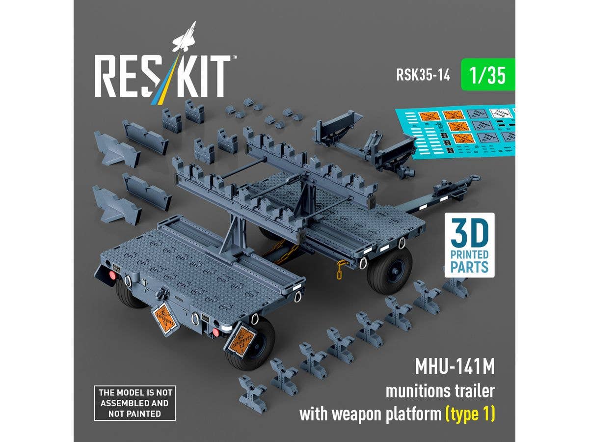 MHU-141M munitions trailer with weapon platform (type 1) (3D Printed model kit)