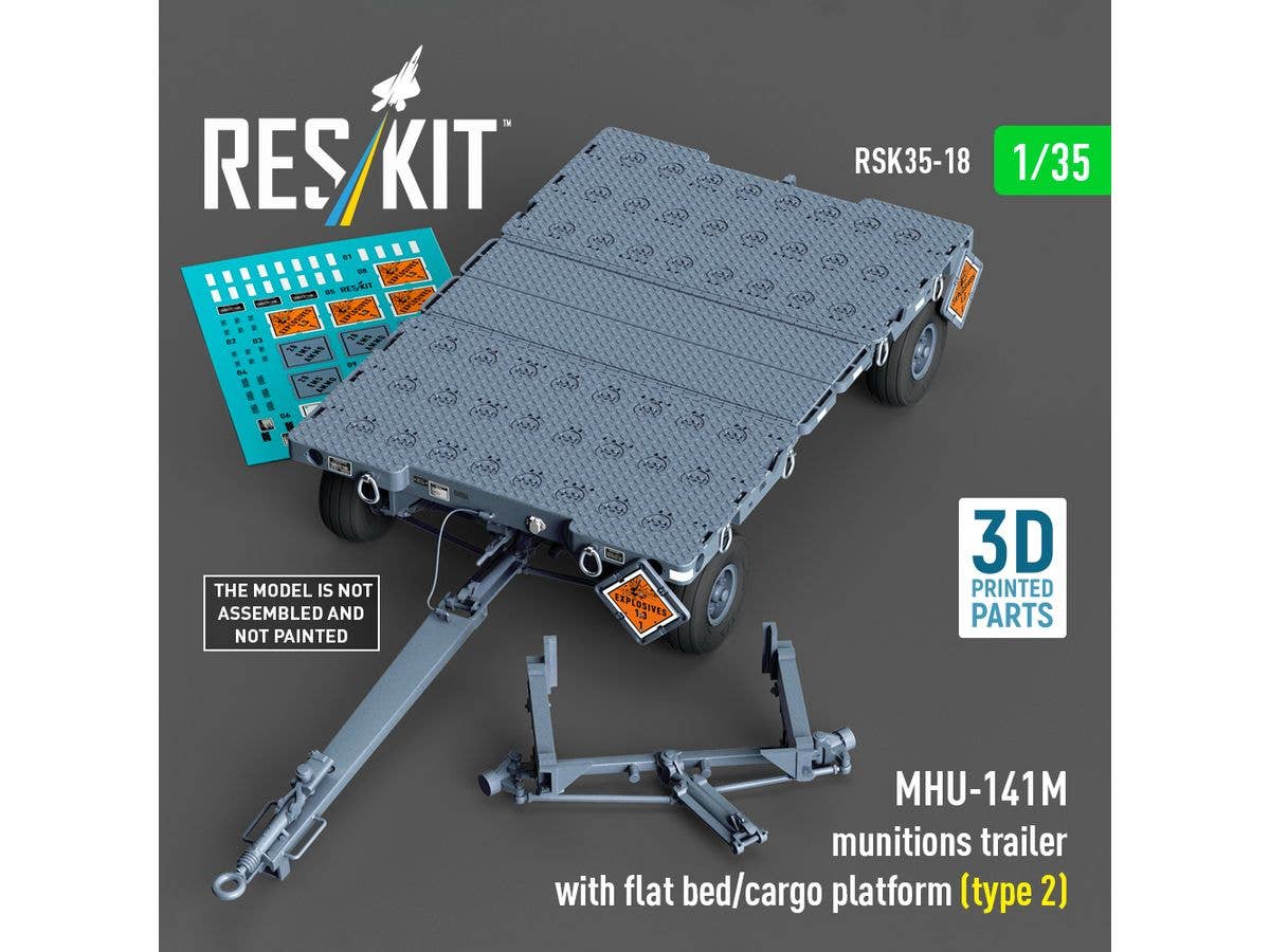 MHU-141M munitions trailer with flat bed/cargo platform (type 2) (3D Printed model kit)