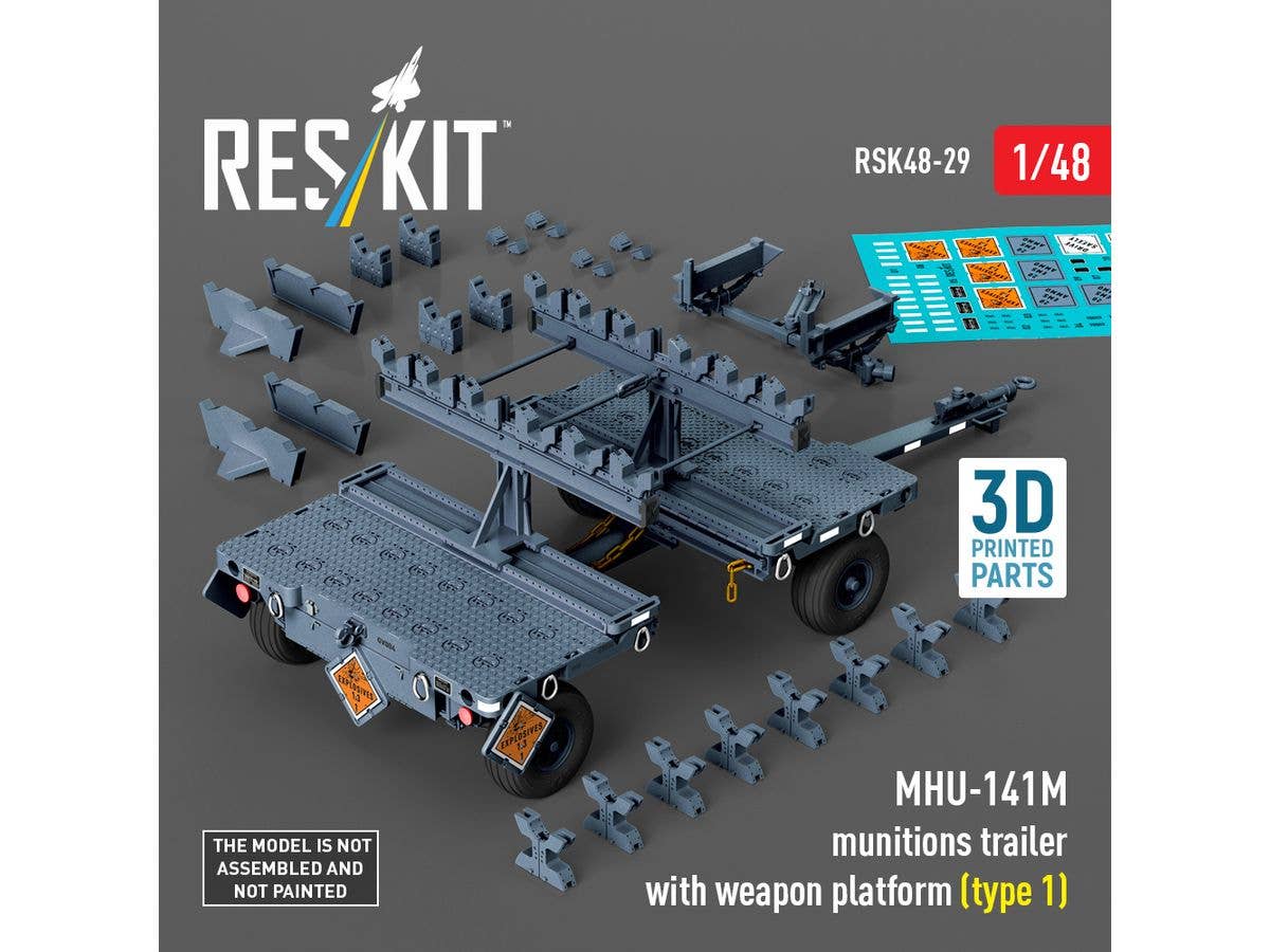 MHU-141M munitions trailer with weapon platform (type 1) (3D Printed model kit)