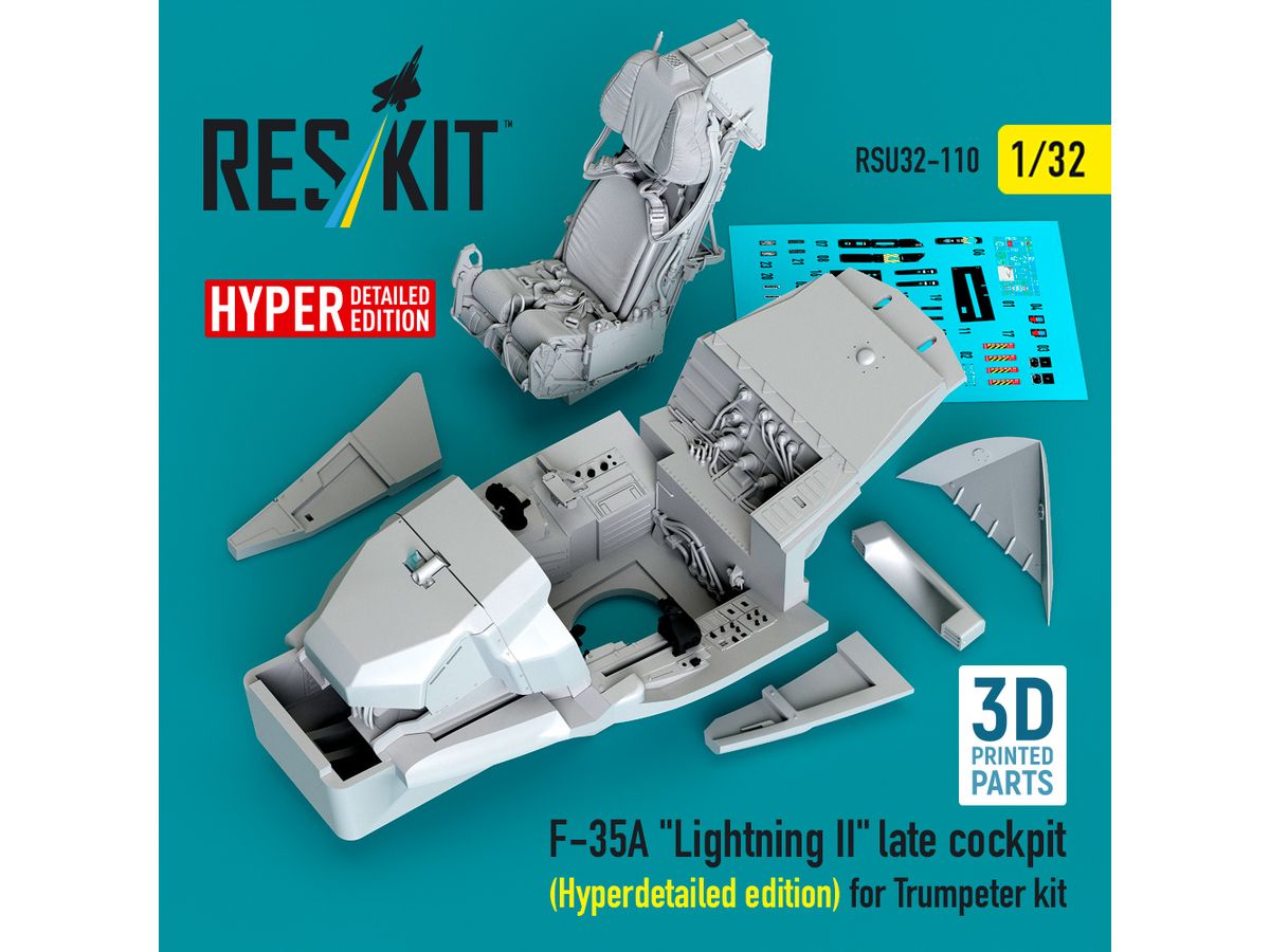 F-35A Lightning II late cockpit (Hyperdetailed edition) for Trumpeter kit (3D Printed)